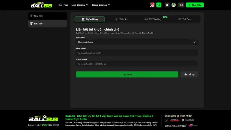 Kiểm tra số dư và lịch sử cược sau khi chuyển tài khoản sang Ball88